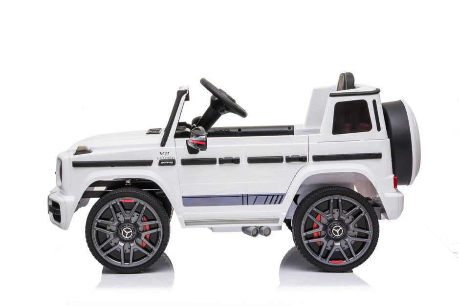 Mercedes-Benz AMG G63, Ride On Car eléctrico para niños de 12 V con control remoto para padres, luces LED, asiento de cuero y MP3- Kids On Wheelz
