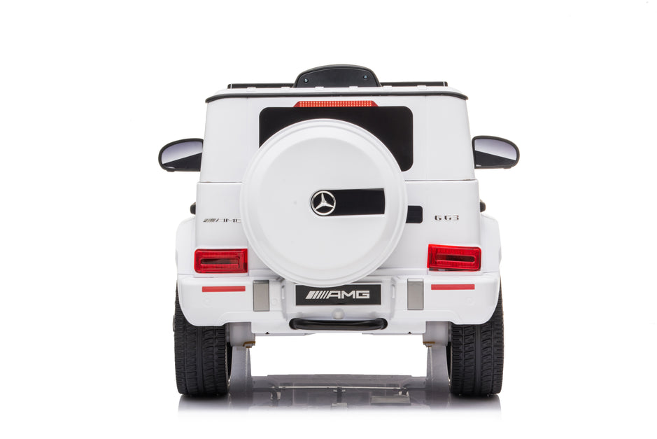 Mercedes-Benz AMG G63, Ride On Car eléctrico para niños de 12 V con control remoto para padres, luces LED, asiento de cuero y MP3- Kids On Wheelz