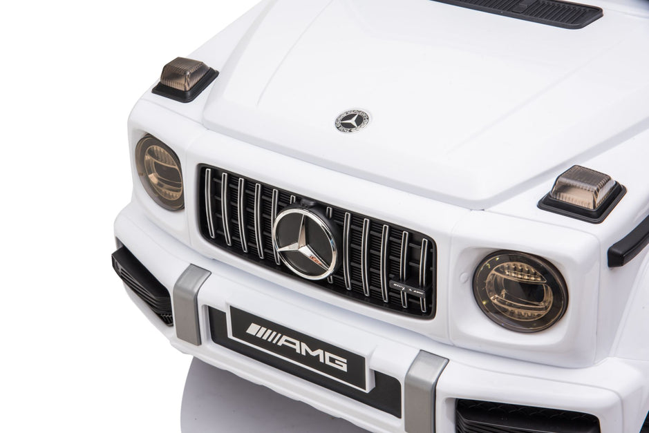 Mercedes-Benz AMG G63, Ride On Car eléctrico para niños de 12 V con control remoto para padres, luces LED, asiento de cuero y MP3- Kids On Wheelz