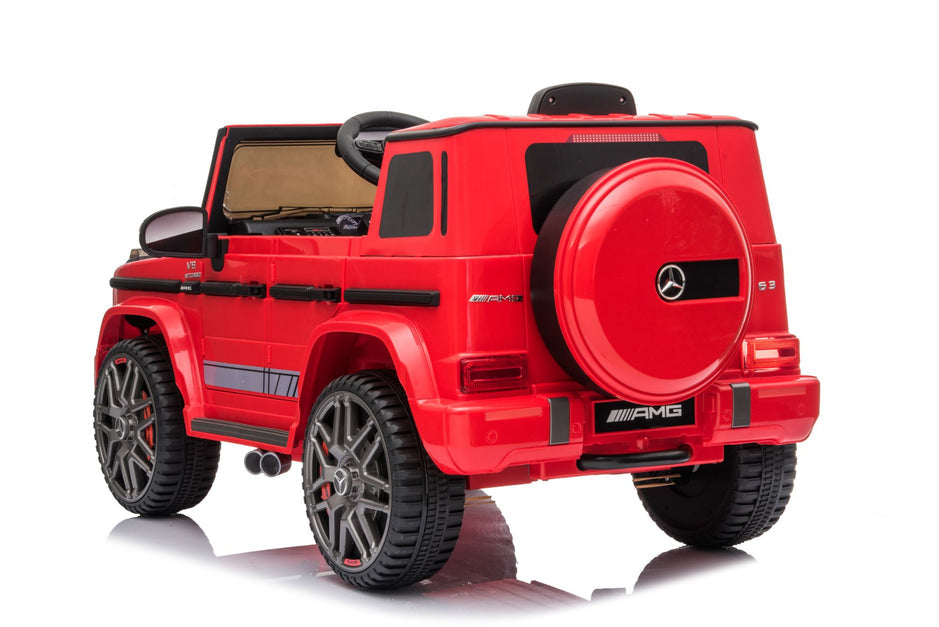 Mercedes-Benz AMG G63, Ride On Car eléctrico para niños de 12 V con control remoto para padres, luces LED, asiento de cuero y MP3- Kids On Wheelz