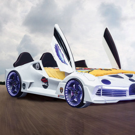 Aero 2.0 Race Car Bed Bugatti Chiron Style Twin Size - Zoomie Beds