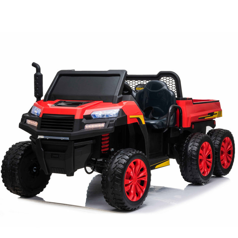 Camión agrícola de 24 V UTV, 2 plazas, 6 ruedas con volquete, coche eléctrico para niños con control remoto para padres Red-KOW