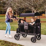 Cochecito de bebé W4 Luxe multifuncional Wagon (4 plazas) gris con marco negro Pedido pendiente -WonderFold 
