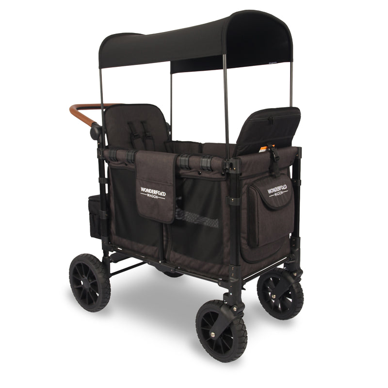 W2 Luxe Multifunctional Stroller Wagon 2 Seater Volcanic Black- WonderFold