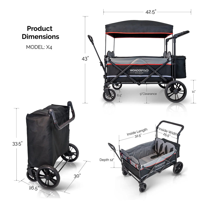 WonderFold X4 Quad Stroller Wagon