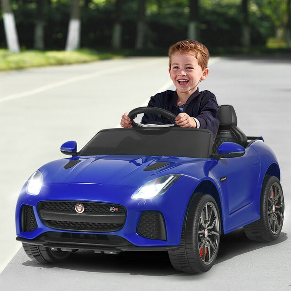 12V Jaguar F-Type SVR Licensed Kids Ride On Car Bleu 
