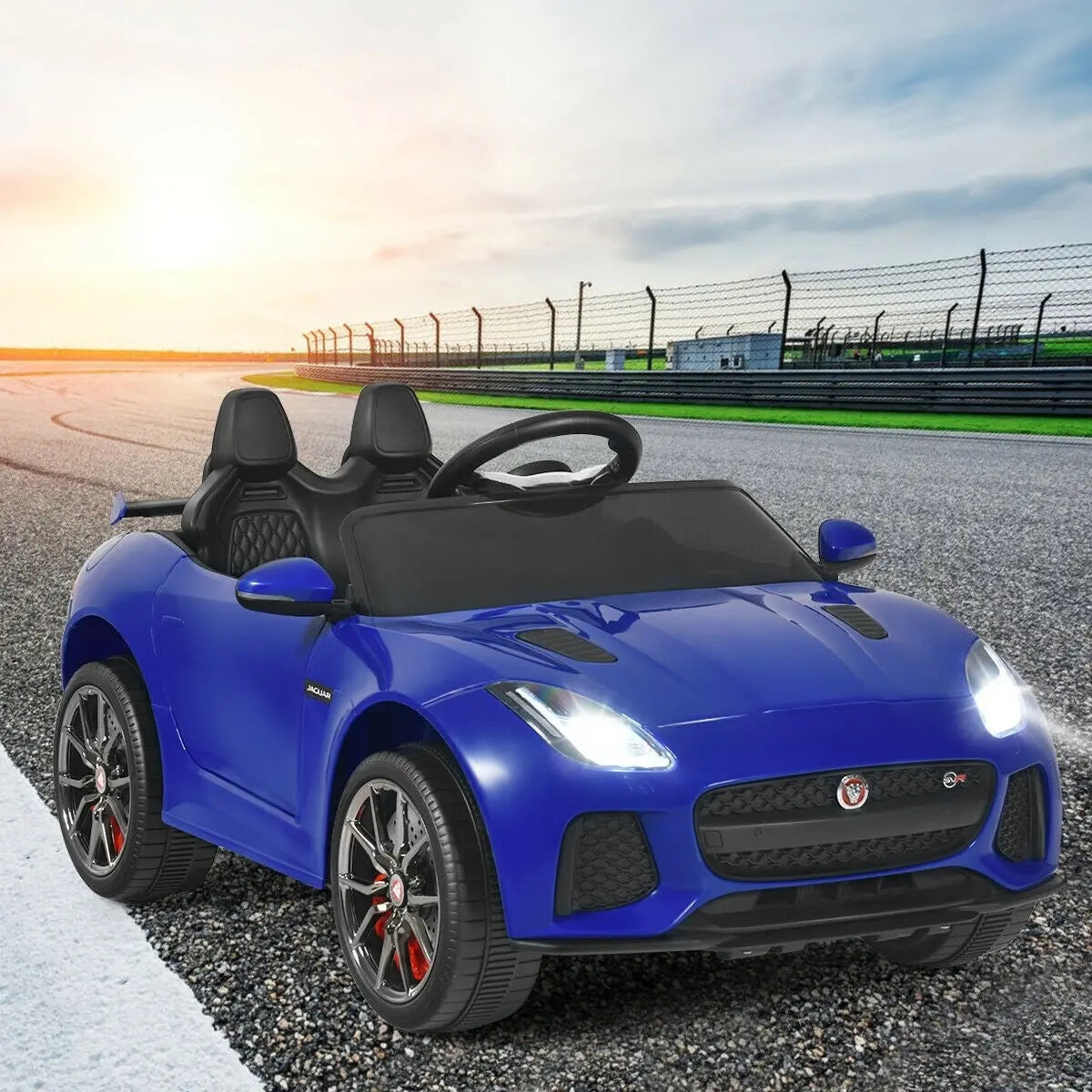 12V Jaguar F-Type SVR Ride-On Car – Blue Luxury for Kids – Kids On