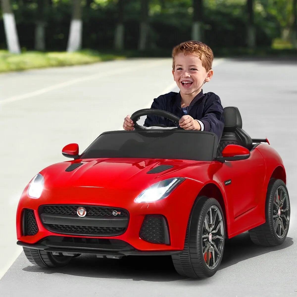12V Jaguar F-Type SVR Ride-On Car – Red Sports Fun – Kids On Wheelz