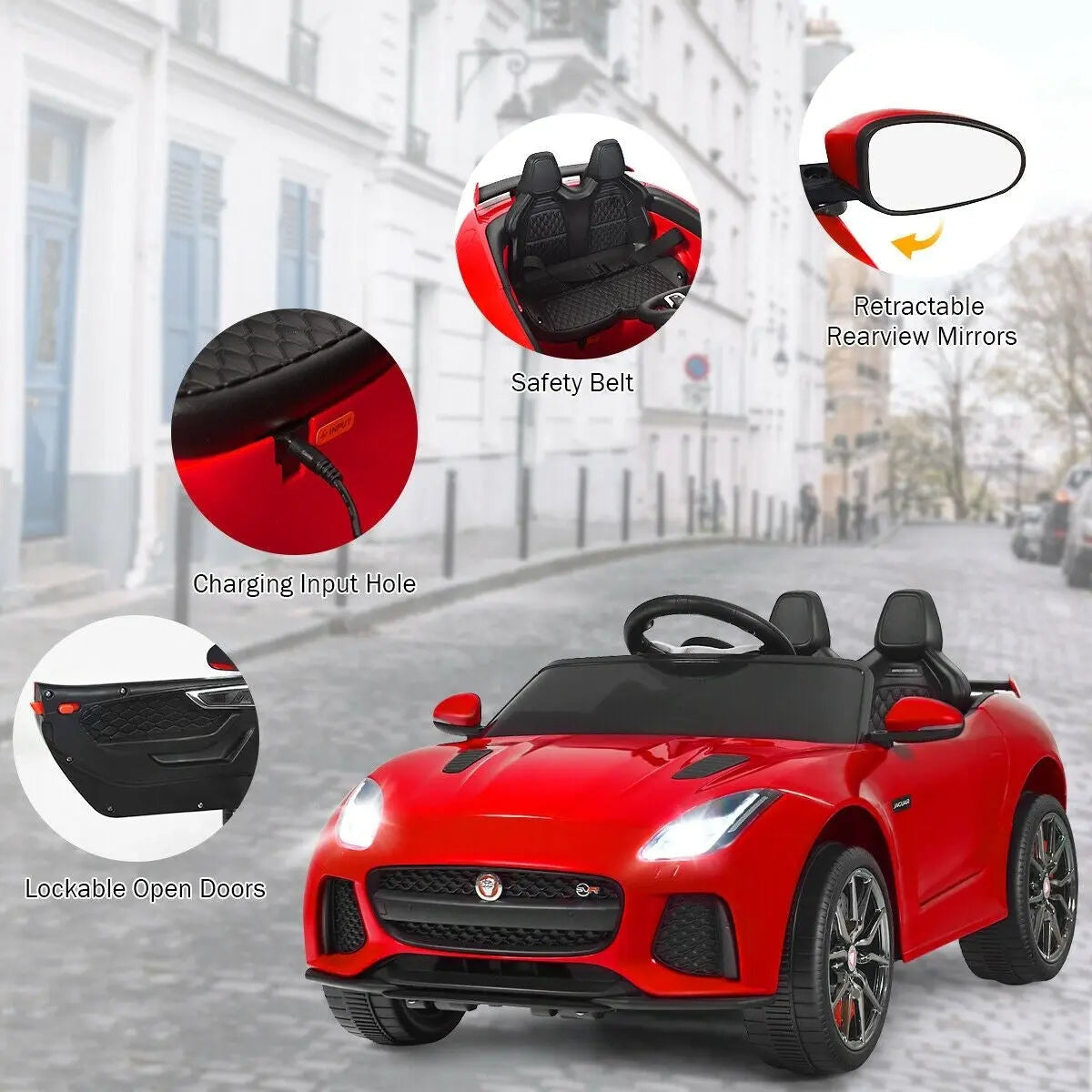 12V Jaguar F-Type SVR Ride-On Car – Red Sports Fun – Kids On Wheelz